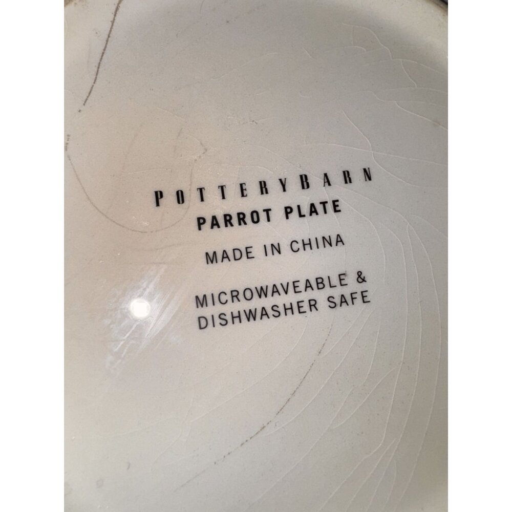 Pottery Barn Parrot Plate - Microwaveable & Dishwasher Safe - Picture 4 of 5
